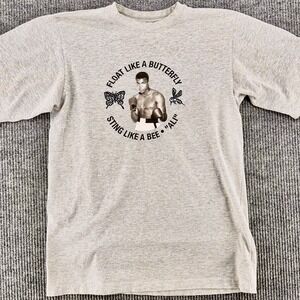 Vintage Adidas Originals Muhammad Ali Graphic T Shirt Gray Y2K L